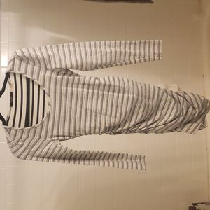 Striped sweater dress with ruched sides